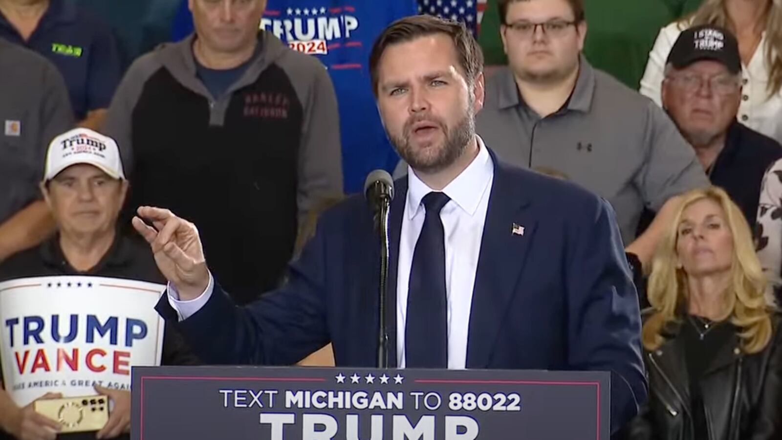 JD Vance speaks at a rally in Michigan