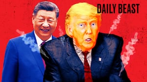 A photo illo illustration of Donald Trump and President Xi.
