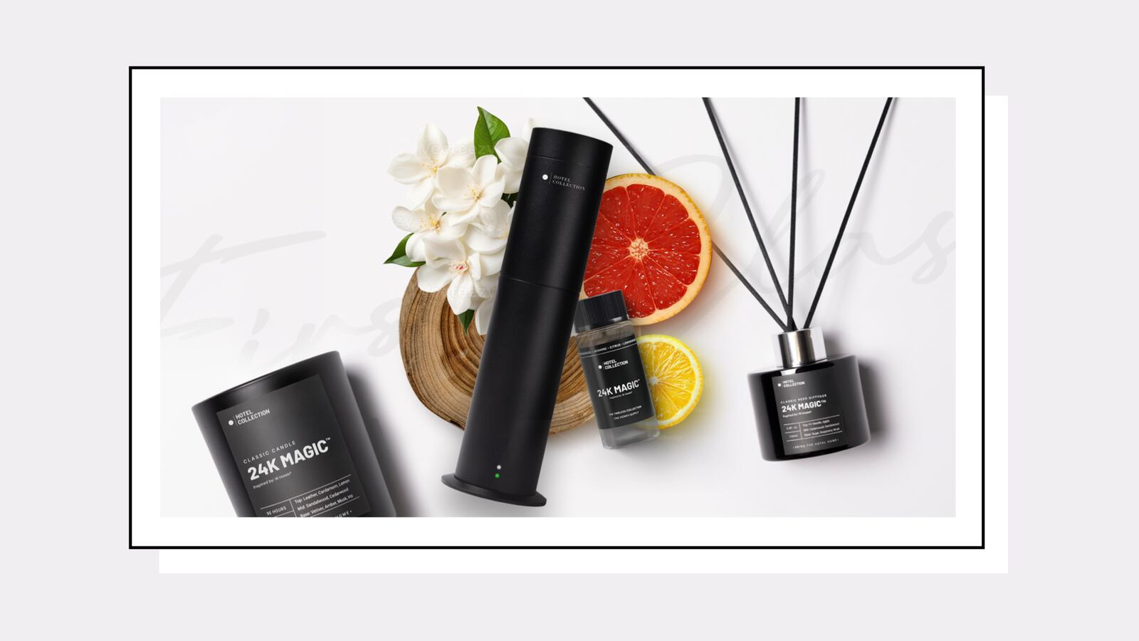 Hotel Collection home scent collection amongst citrus and fragrant flowers.