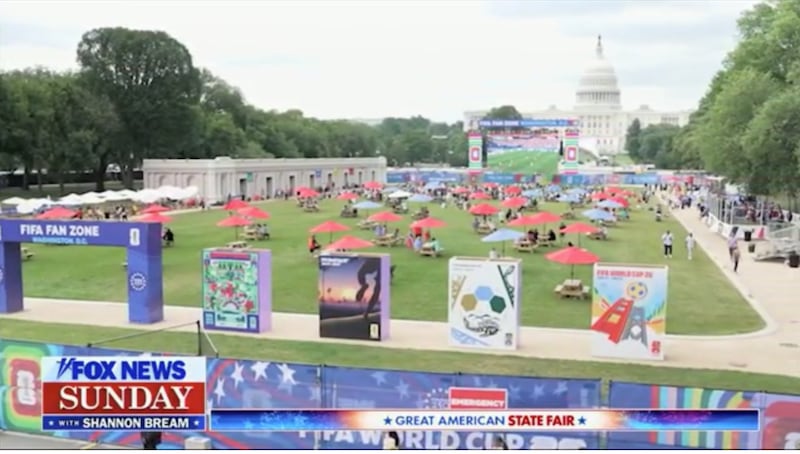 Showcasing the "popular" World Cup viewing zone, sparsely populated even in better weather.