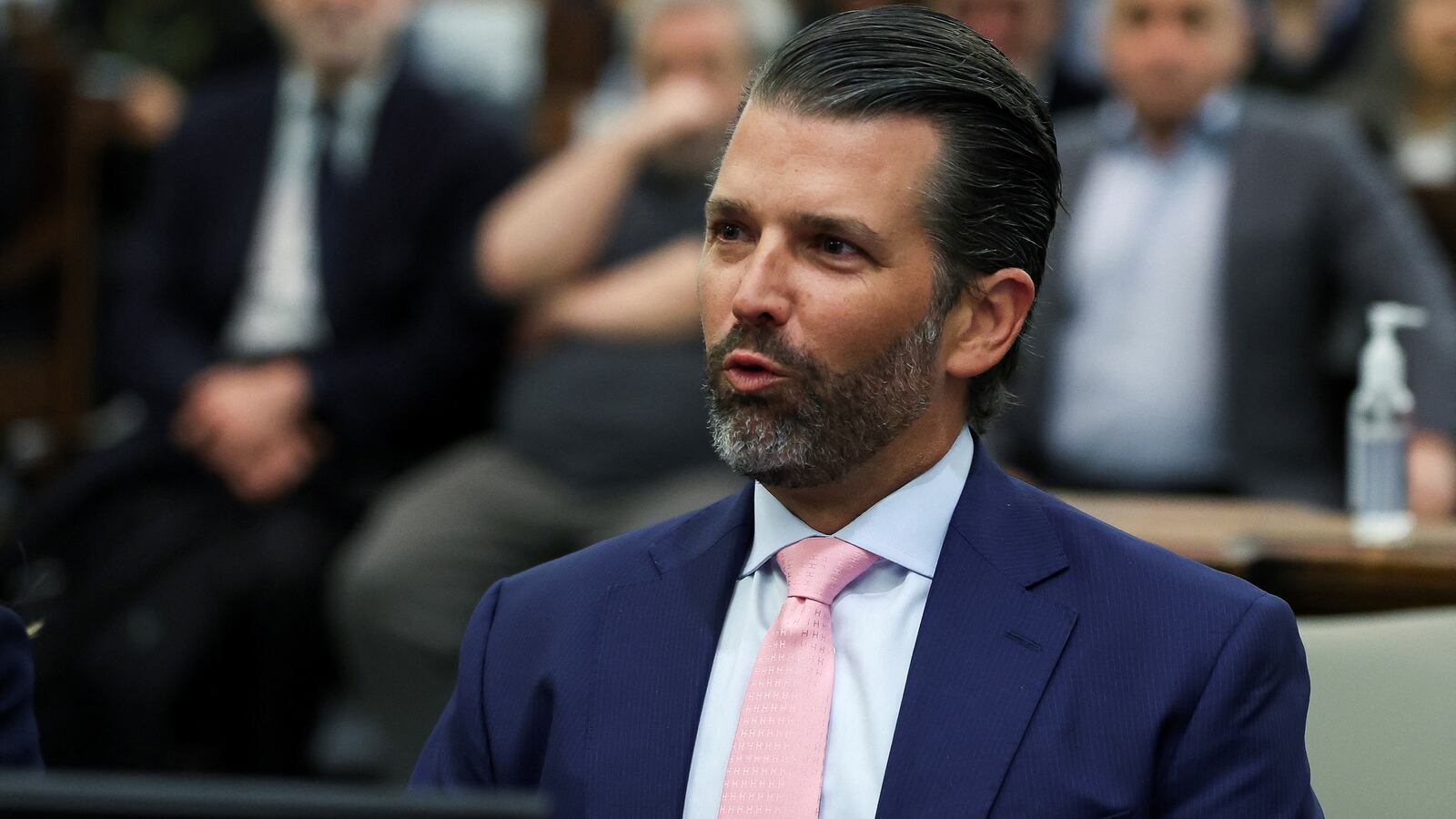 Former U.S. President Donald Trump's son and co-defendant, Donald Trump Jr., attends the Trump Organization civil fraud trial.