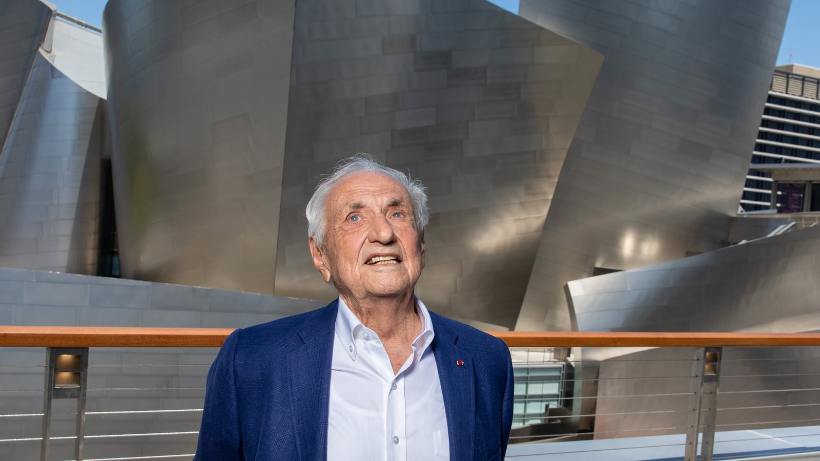 Los Angeles, CA - June 20: Acclaimed architect Frank Gehry discusses his latest project, The Grand, located in Los Angeles, CA, Monday, June 20, 2022. The Grand, located across from the Walt Disney Concert Hall - also deisgned by Gehry, is a shopping, dining and entertainment complex, with one tower of residential properties and another tower for the Conrad Los Angeles, a luxury hotel from the Hilton brand. (Jay L. Clendenin / Los Angeles Times via Getty Images)