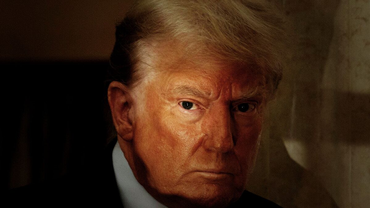 Former US President Donald Trump arrives back from a break at New York Supreme Court during his civil fraud trial on November 6, 2023 in New York City.