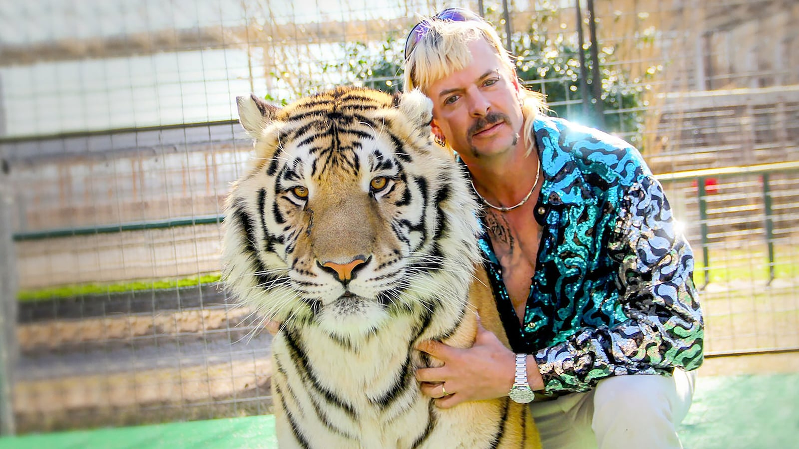 Tiger King Joe Exotic with a tiger