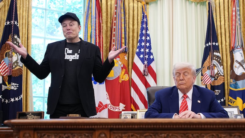 Elon Musk speaks alongside U.S. President Donald Trump to reporters in the Oval Office of the White House on May 30, 2025 in Washington, DC.