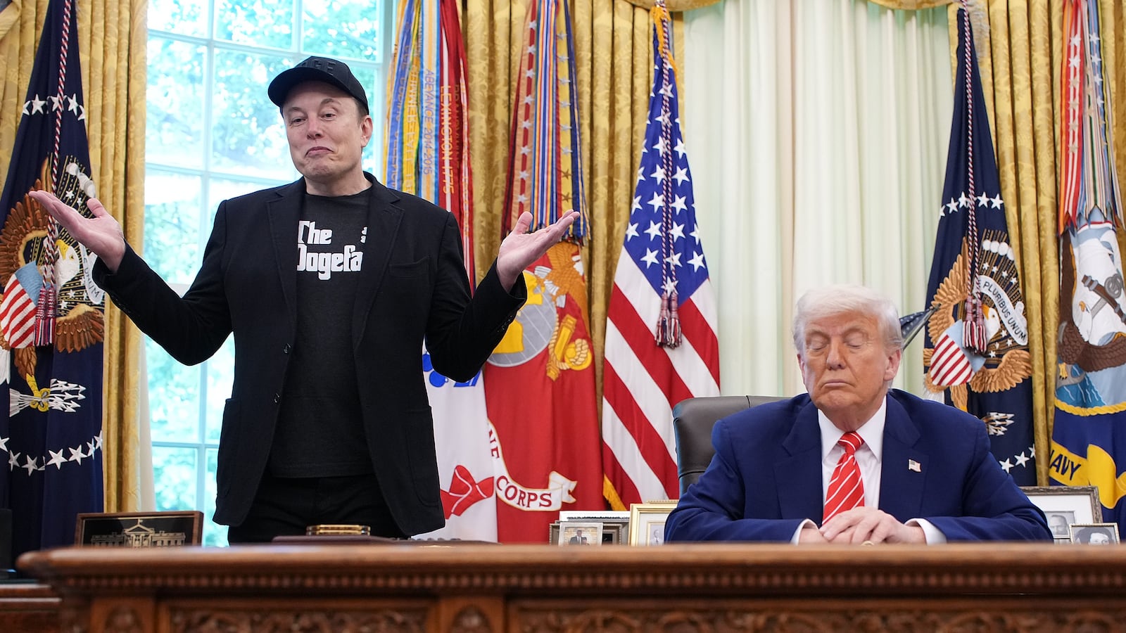 Elon Musk speaks alongside U.S. President Donald Trump to reporters in the Oval Office of the White House on May 30, 2025 in Washington, DC.