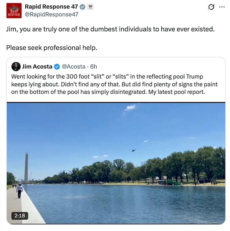 RapidResponse47 X post responding to Jim Acosta