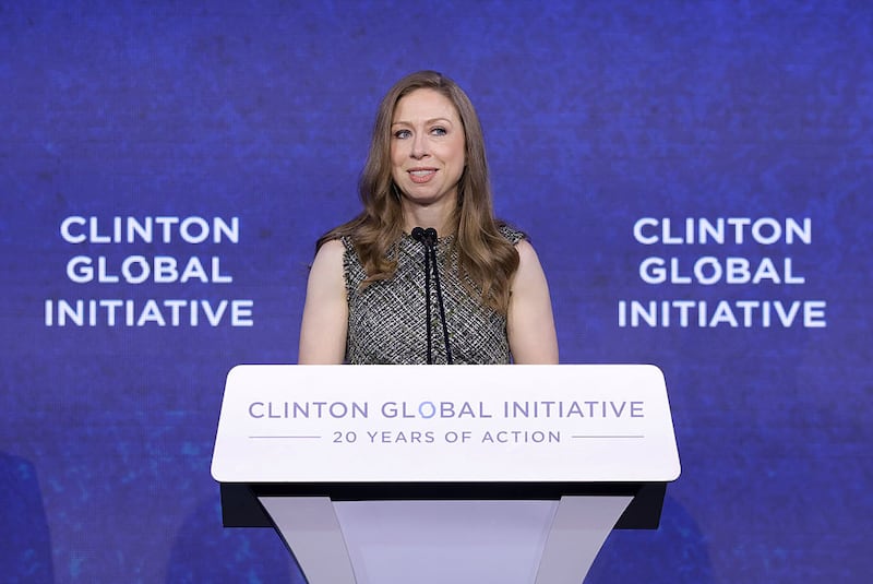 Chelsea Clinton speaks onstage during the Clinton Global Initiative 2025 Annual Meeting at New York Hilton Midtown on September 25, 2025 in New York City.