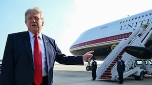US President Donald Trump speaks to the press before he boards Air Force One for his first flight aboard the Boeing 747-8 that Qatar gifted the United States to use for executive travel, at Joint Base Andrews, in Maryland, July 1, 2026. President Trump is traveling to Medora, North Dakota to participate in the Theodore Roosevelt Presidential Library Opening Ceremony. (Photo by SAUL LOEB / AFP via Getty Images)