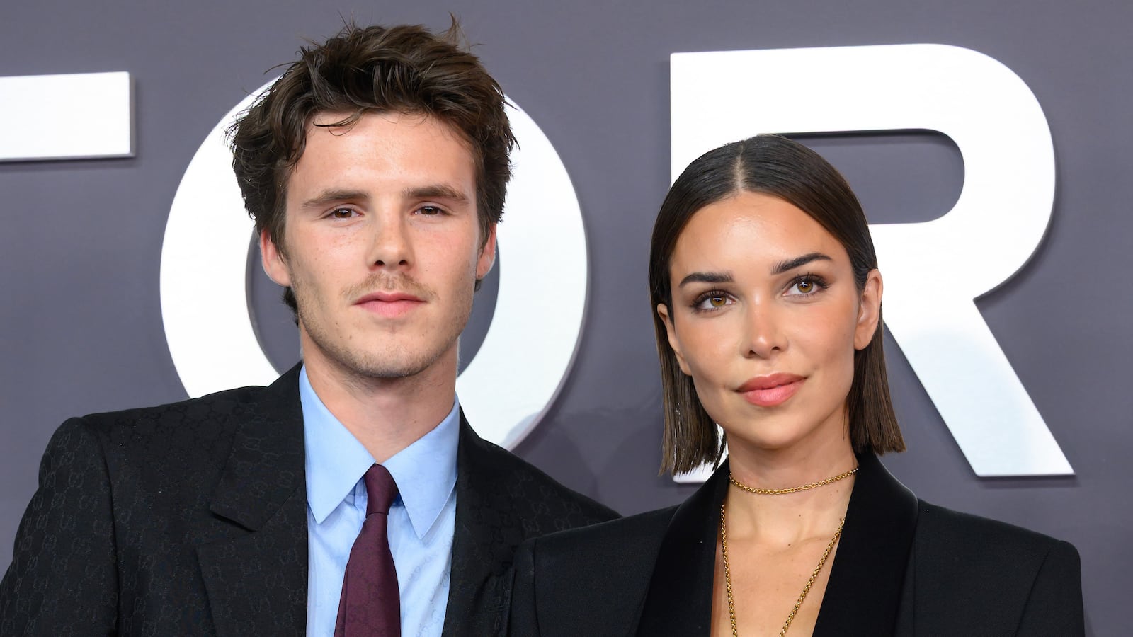 LONDON, ENGLAND - OCTOBER 08: Cruz Beckham and Jackie Apostel attend the "Victoria Beckham" World Premiere at the Curzon Mayfair on October 08, 2025 in London, England. (Photo by Karwai Tang/WireImage)