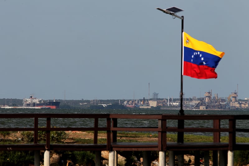 MARACAIBO, VENEZUELA - SEPTEMBER 1: A view of the Ana Maria Campos refinery, facing Lake Maracaibo in San Francisco, Zulia state, Venezuela, on September 1, 2026. Maritime loading operations proceeded following the announcement of a 25-year bilateral agreement regarding Venezuelan oil reserves signed under the administration of U.S. President Donald Trump. The deal, which Trump stated covers an estimated 65 billion barrels of crude reserves, aims to secure Venezuelan oil supplies for American markets and reduce domestic gasoline prices in the United States. (Photo by Jose Isaac Bula/Anadolu via Getty Images)