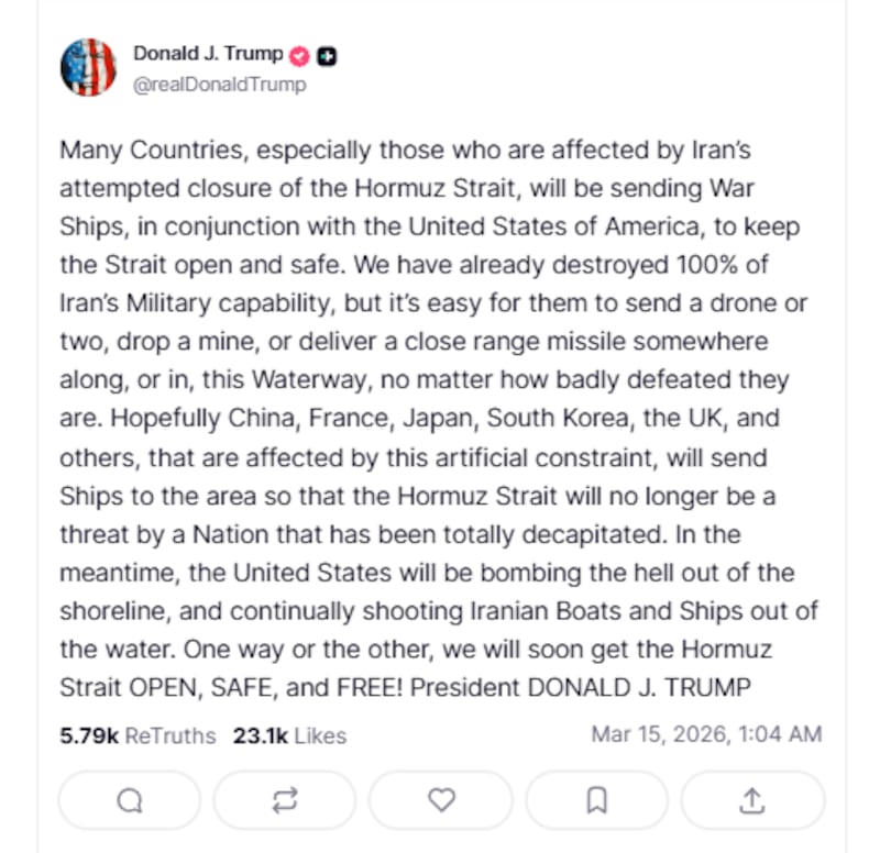 Trump has claimed the Iranian military is both destroyed and posing a significant issue to American forces.