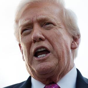 WEST PALM BEACH, FLORIDA - OCTOBER 17: U. S. President Donald Trump speaks to members of the press after he landed at West Palm Beach International Airport on October 17, 2025 in West Palm Beach, Florida. President Trump is spending his weekend at Mar-a-Lago in Palm Beach, Florida. (Photo by Alex Wong/Getty Images)