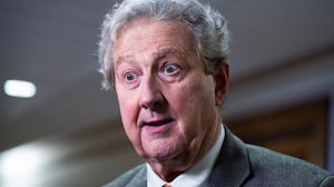 Sen. John Kennedy, R-La., talks with reporters outside a Senate Banking, Housing and Urban Affairs Committee confirmation hearing in Dirksen building on Thursday, October 30, 2025.