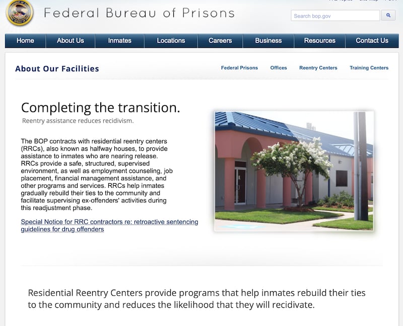 The Federal Bureau of Prisons explains the role of residential reentry centers.