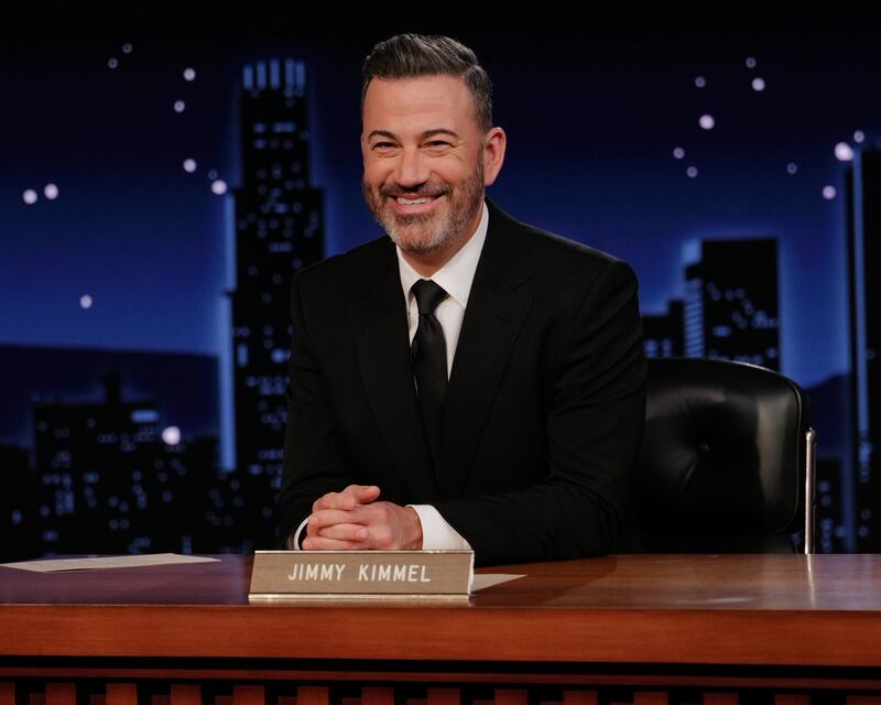Jimmy Kimmel presenting his talk show in May 2025.