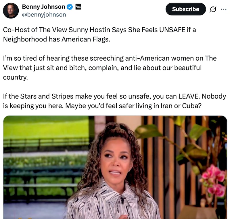 Right-wing influencer Benny Johnson weighs in on The View.