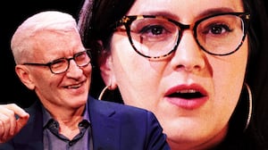Illo illustration of Anderson Cooper and Bari Weiss