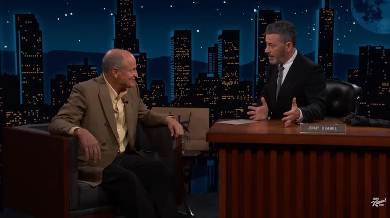 Woody Harrelson overheard a charged interaction between his co-star and Kimmel.
