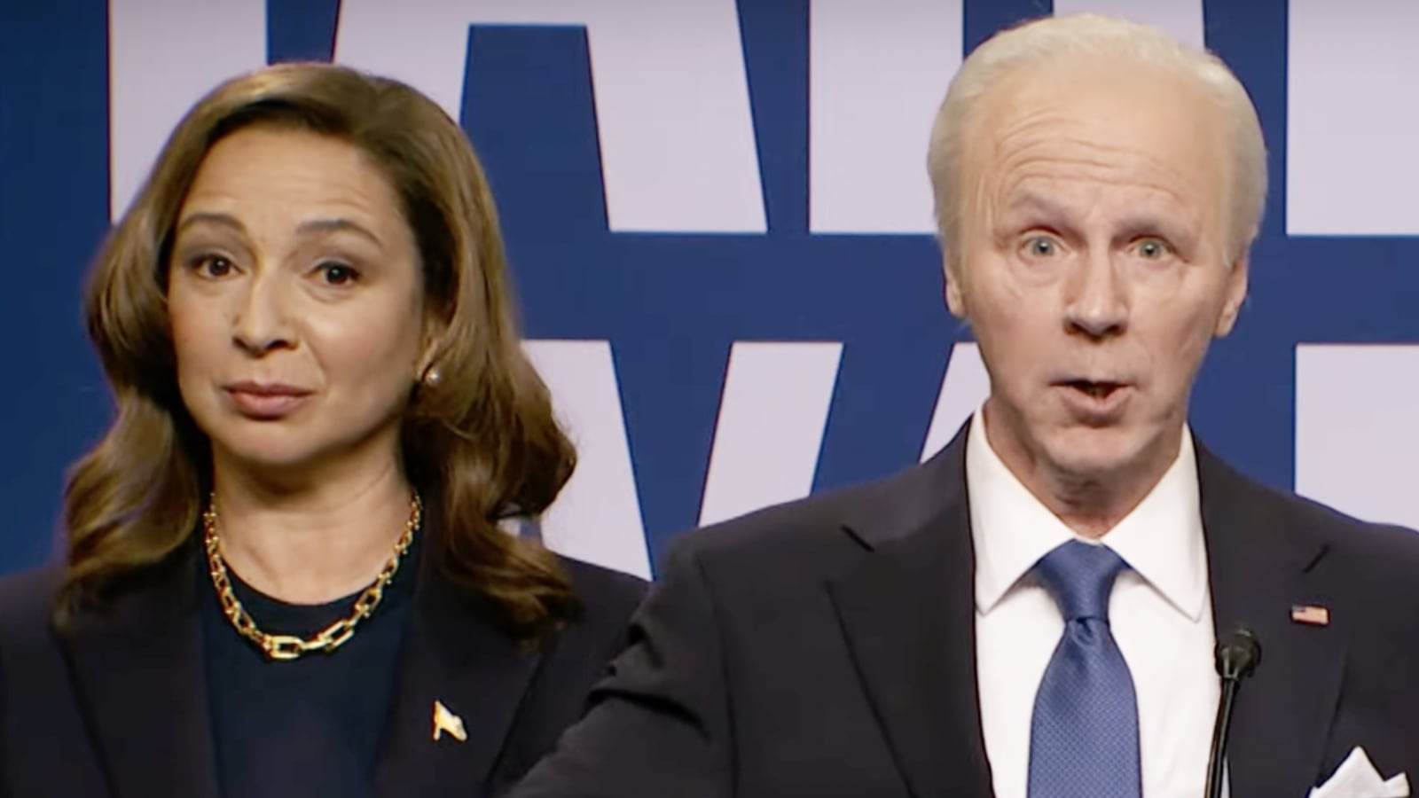 Dana Carvey and Maya Rudolph impersonate Joe Biden and Kamala Harris on Saturday Night Live
