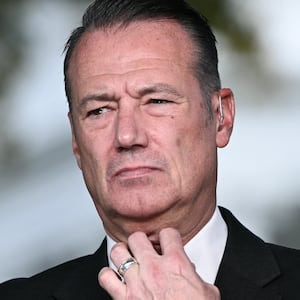 Todd Lyons, acting director of US Immigration and Customs Enforcement (ICE), participates in a television interview outside the White House on November 3, 2025, in Washington, DC. (Photo by Brendan SMIALOWSKI / AFP) (Photo by BRENDAN SMIALOWSKI/AFP via Getty Images)