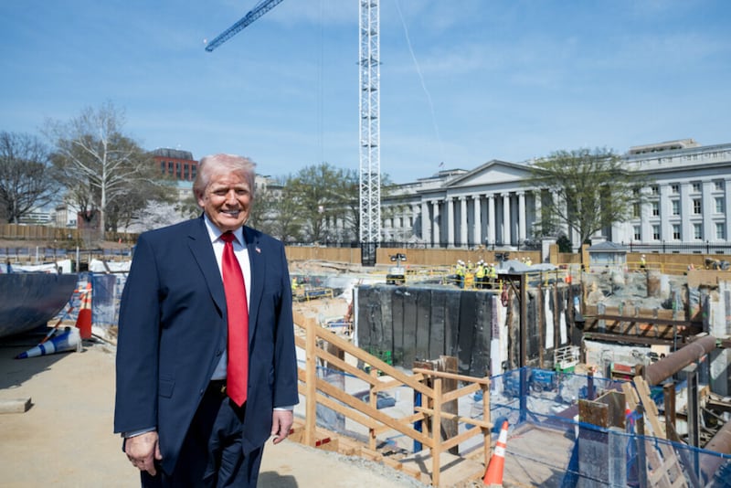 Donald Trump posts about his ballroom on Truth Social.