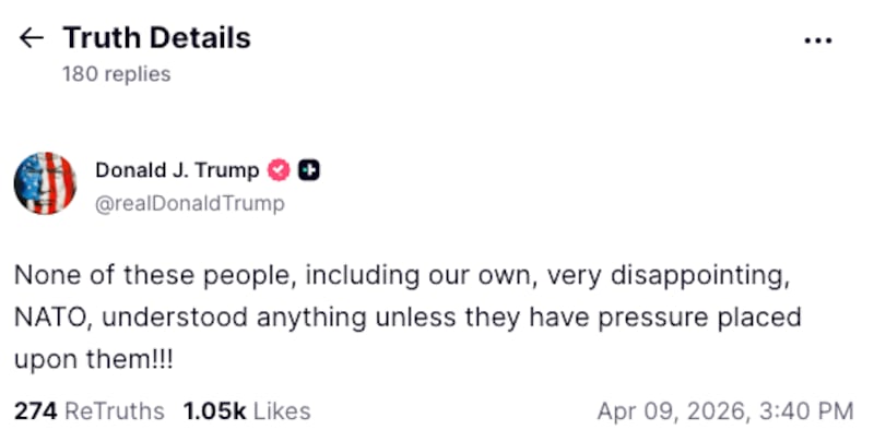 Trump Truth Social post