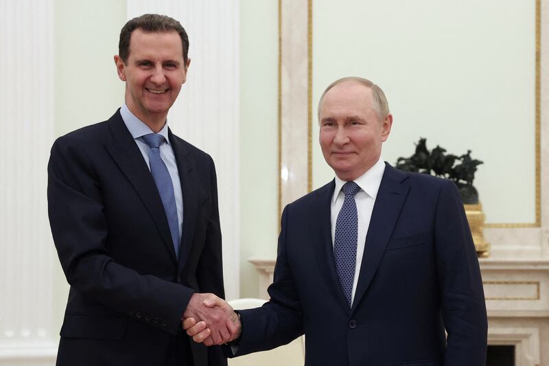 Vladimir Putin meeting with Bashar al-Assad at the Kremlin in Moscow, Russia, July 24, 2024, mere months before the downfall of Assad’s regime in Syria.
