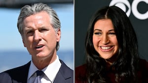 Gavin Newsom and Katie Miller