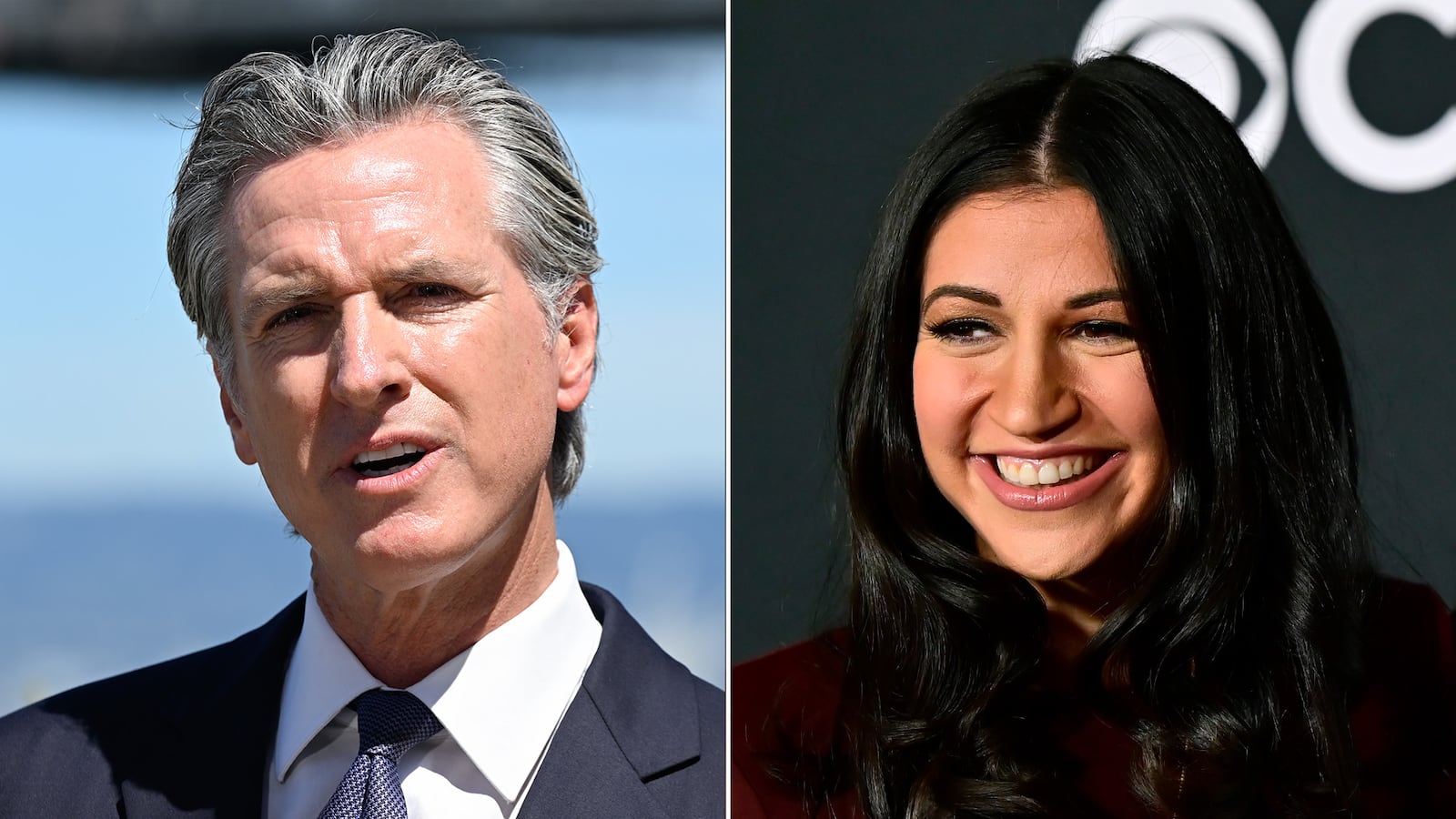Gavin Newsom and Katie Miller