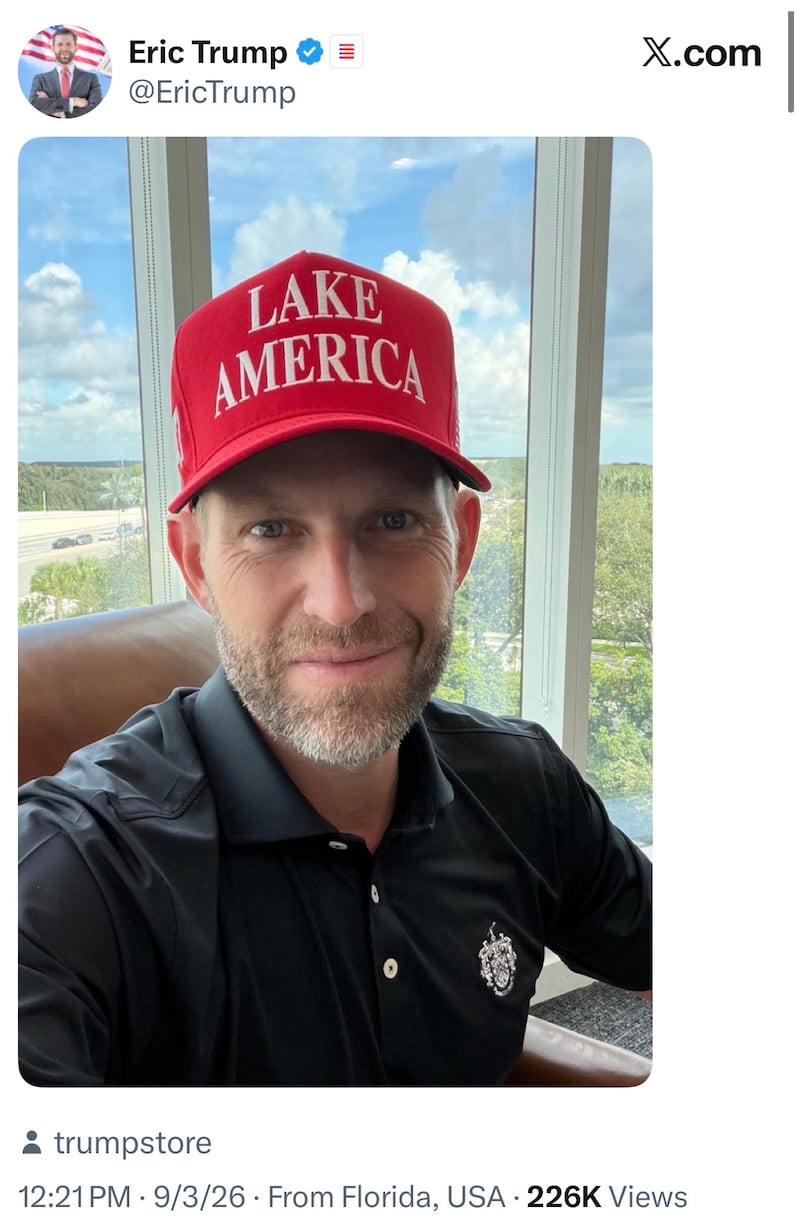 eric trump lake america