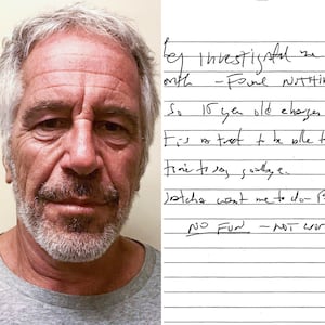 A suicide note purportedly written by Jeffrey Epstein.
