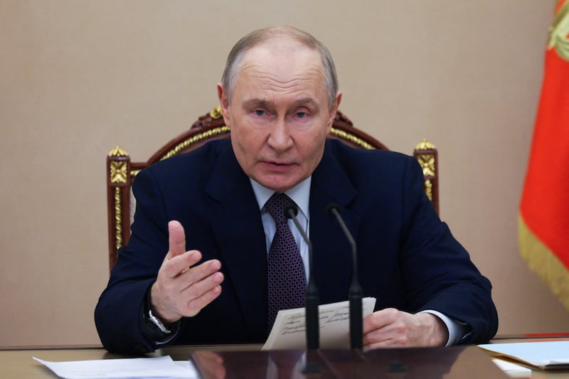 Russian President Vladimir Putin holds a meeting on the global oil and gas market situation in Moscow on March 9, 2026, the same day he had a call with Trump after it was reported Russia was sharing intelligence with Iran.