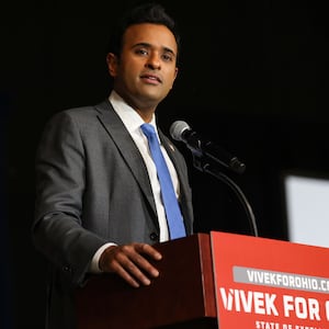 TOLEDO, OH - FEBRUARY 25: Ohio republican guebenatorial candidate Vivek Ramaswamy speaks during a campaign rally on February 25, 2025 at the Glass City Center in Toledo, Ohio. (Photo by Scott W. Grau/Icon Sportswire via Getty Images)