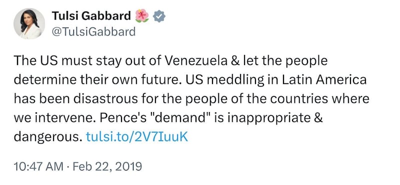Gabbard appears to have somewhat changed her views since 2019.