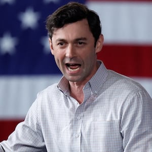 Jon Ossoff speaks during a Joe Biden campaign event at Pullman Yards in Atlanta, Georgia, U.S. March 9, 2024.