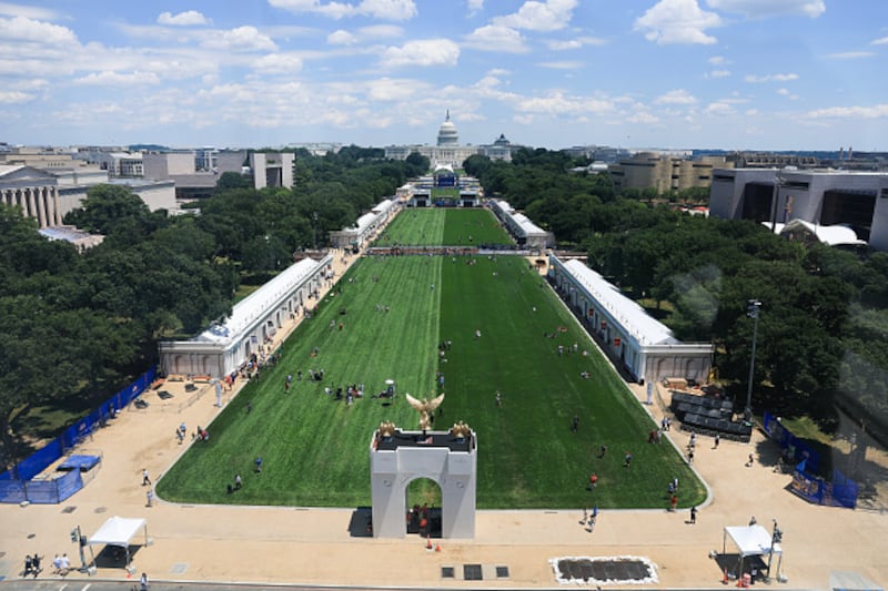 An empty lawn at the Great American State Fair.