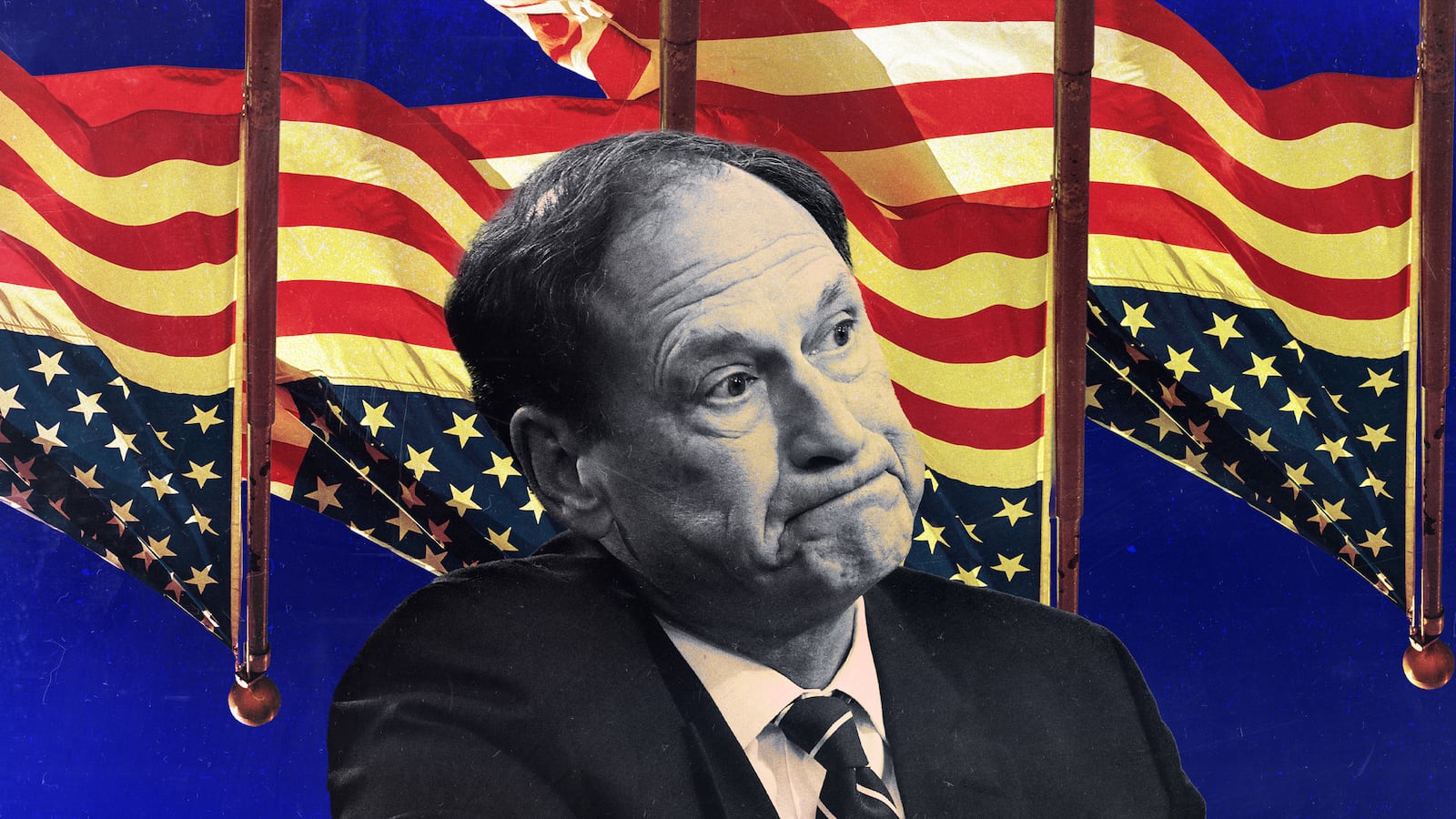 A photo illustration of SCOTUS Justice Samuel Alito.