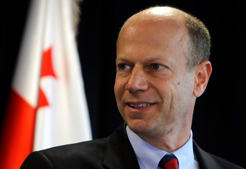 Andrew Weber, US Assistant Secretary of Defense for Nuclear, Chemical, and Biological Defense Programs speaks during the opening ceremony of the Central Public Health Reference Laboratory (CPHRL) in Tbilisi on March 18, 2011. Georgia and the United States inaugurated today a $100 million biological research facility in the capital Tbilisi, the U.S. ambassador said, in an effort to combat the global spread of diseases and bioterrorism. AFP PHOTO / POOL / DAVID MDZINARISHVILI (Photo by DAVID MDZINARISHVILI / POOL / AFP) (Photo by DAVID MDZINARISHVILI/POOL/AFP via Getty Images)