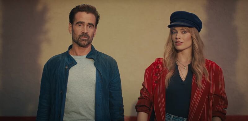 Colin Farrell (L) and Margot Robbie (R) in 'A Big Bold Beautiful Journey' Trailer.