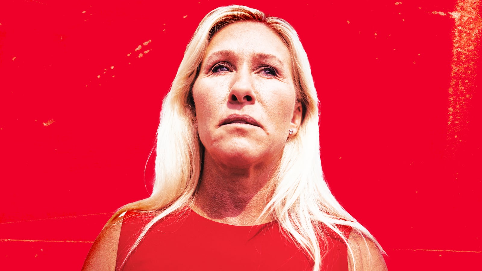 A photo illustration of Marjorie Taylor Greene.