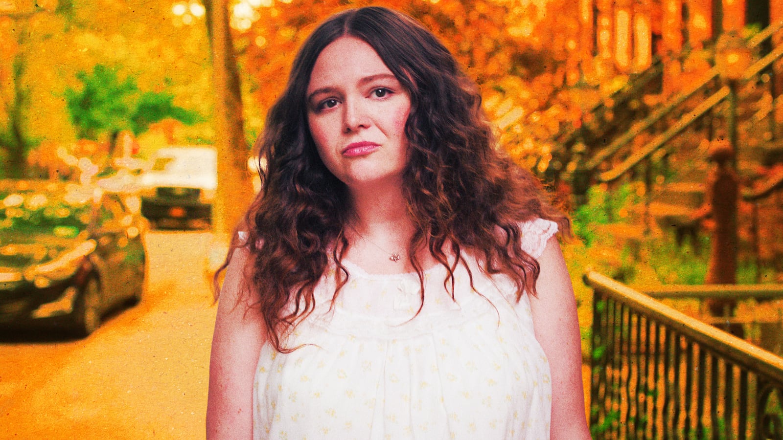 A photo illustration of Megan Stalter in Too Much.