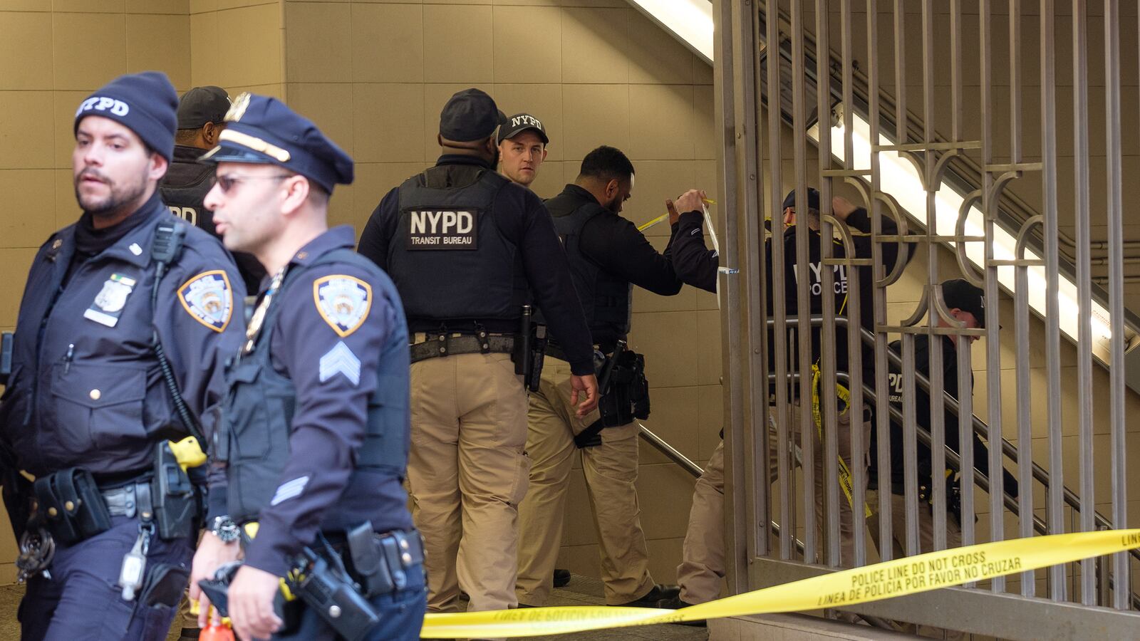 Police respond after a person was shot at the Hoyt-Schermerhorn subway station