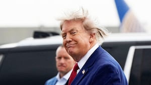 Donald Trump with windblown hair