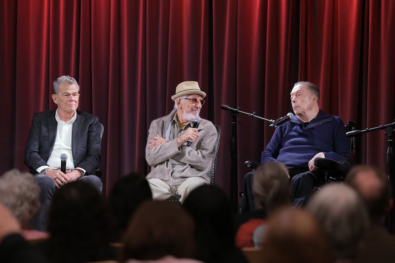 David Foster, Lou Adler, and Tim Curry speak onstage at Celebrating the Music of The Rocky Horror Picture Show at GRAMMY Museum L.A. Live on October 15, 2025, in Los Angeles, California.