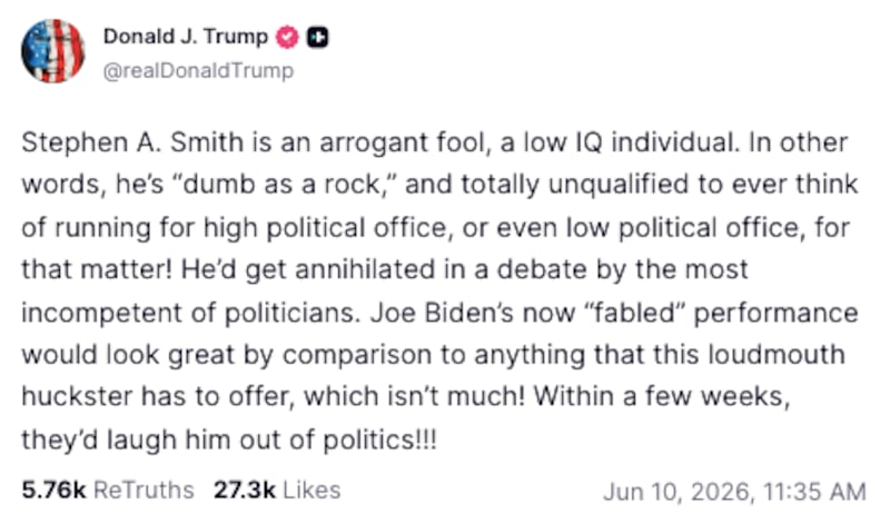 Trump Truth Social Stephen A. Smith