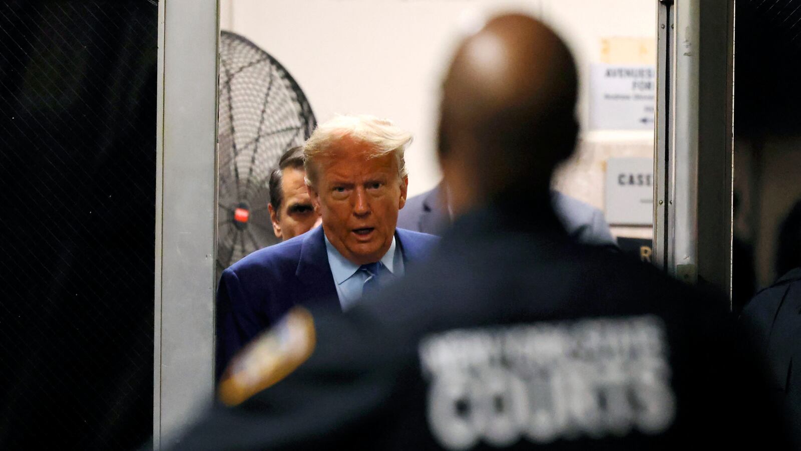 A photo of Donald Trump exiting a Manhattan courtroom on Tuesday.