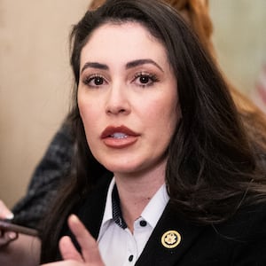 UNITED STATES - DECEMBER 20: House Freedom Caucus member Rep. Anna Paulina Luna, R-Fla., steps out of the meeeting in Speaker of the House Mike Johnson's office to update the media on their progress to find a path to fund the government on Friday, December 20, 2024. (Bill Clark/CQ-Roll Call, Inc via Getty Images)