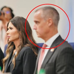 Lewandowski was prominently seated next to Noem during a meeting with Guyanese government officials.