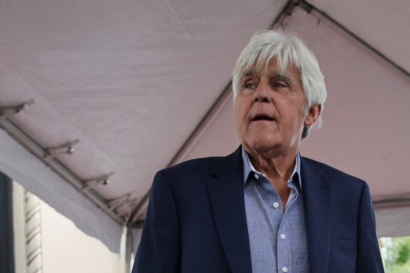 Jay Leno looks on ahead of the ceremony honoring journalist Chris Wallace with a star on the Hollywood Walk of Fame in Los Angeles, California, U.S., September 18, 2025. REUTERS/Daniel Cole
